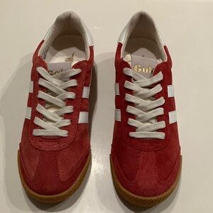 Gola Red and White Suede Sneakers